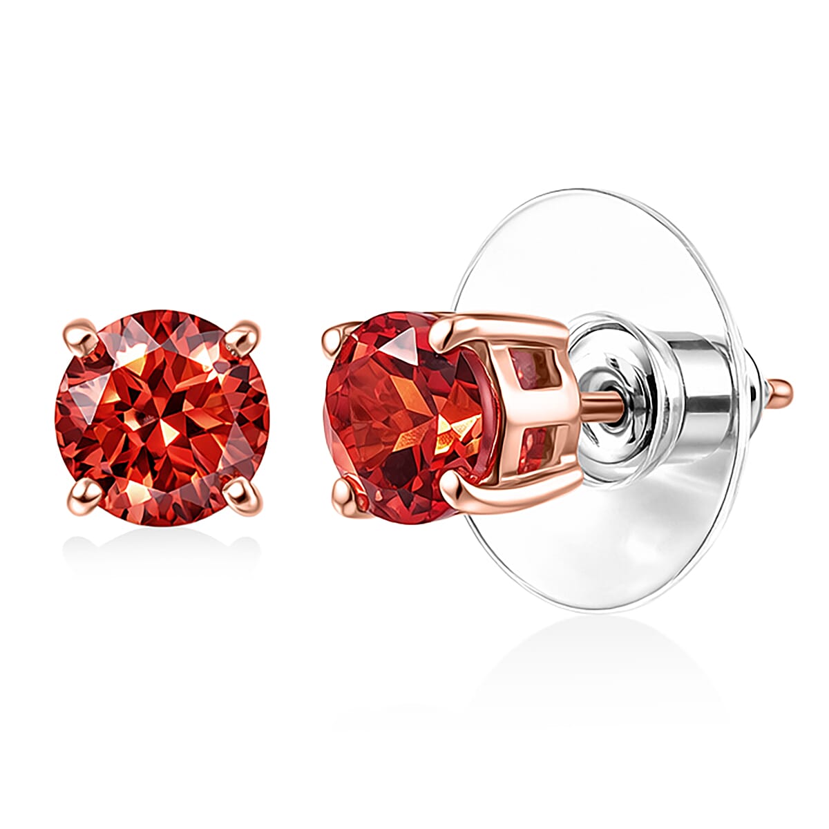 EverTrue Lab Created Padparadscha and Pink Sapphire 4.90 ctw Stud Earrings and Infinity Ring (Size 9.00) in 18K RG Plated image number 5