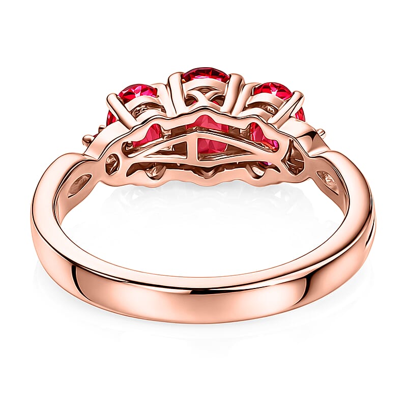 EverTrue Lab Created Padparadscha and Pink Sapphire 4.90 ctw Stud Earrings and Infinity Ring (Size 11.00) in 18K RG Plated