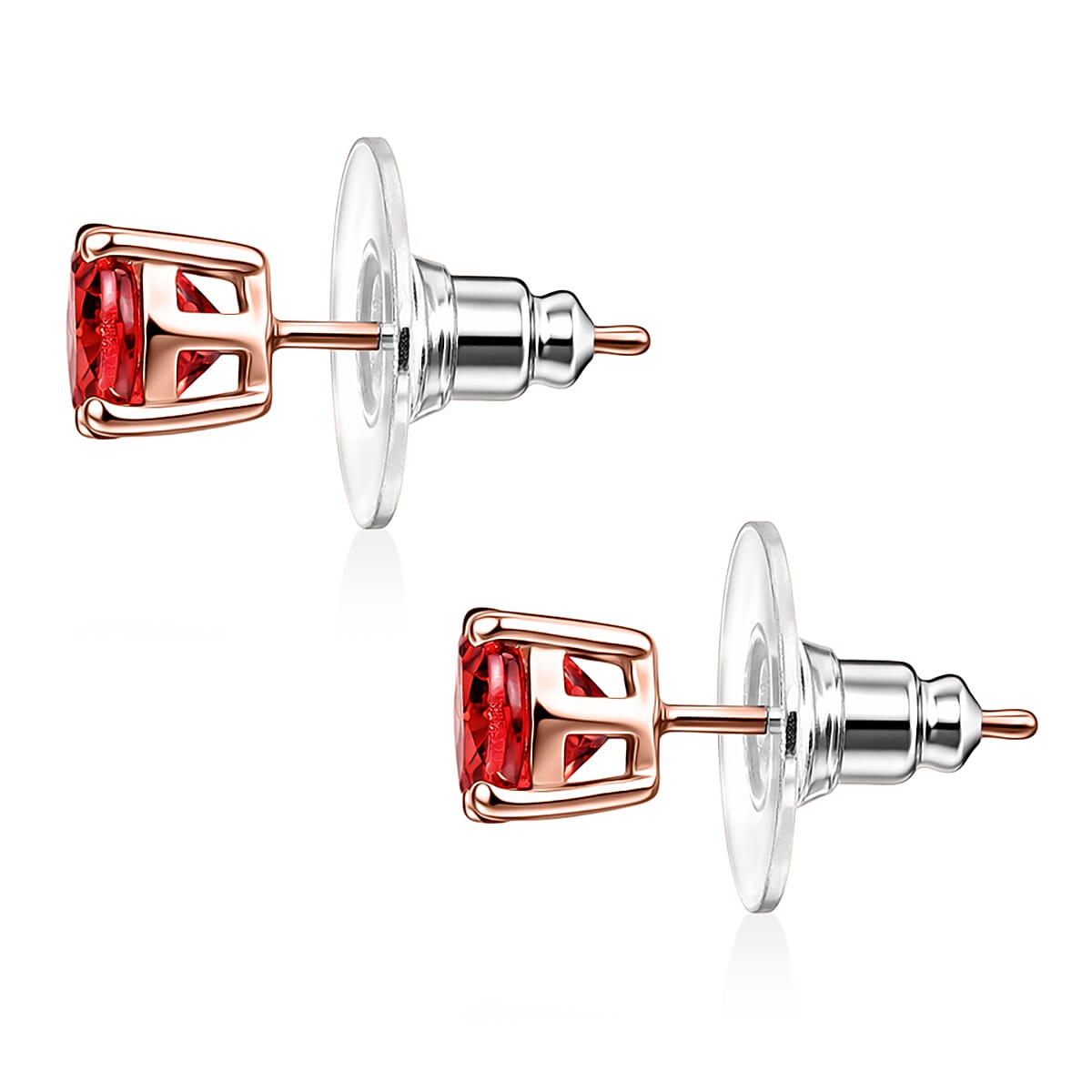 EverTrue Lab Created Padparadscha and Pink Sapphire 4.90 ctw Stud Earrings and Infinity Ring (Size 11.00) in 18K RG Plated image number 6