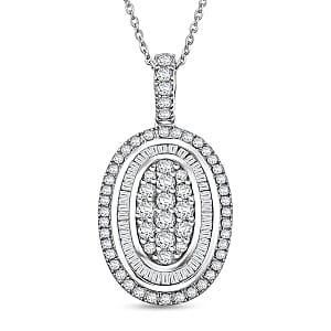 D'Joy Diamond 1.00 ctw Pendant Necklace in Rhodium Over Sterling Silver 20 Inches 
