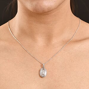D'Joy Diamond 1.00 ctw Royal Sunburst Pendant Necklace in Rhodium Over Sterling Silver 20 Inches 