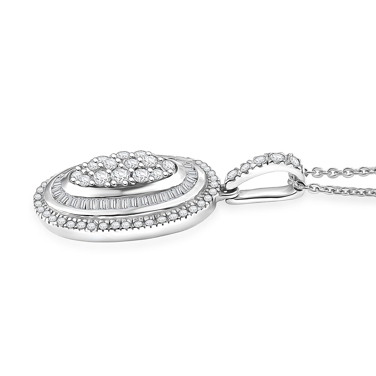 D'Joy Diamond 1.00 ctw Pendant Necklace in Rhodium Over Sterling Silver 20 Inches  image number 3
