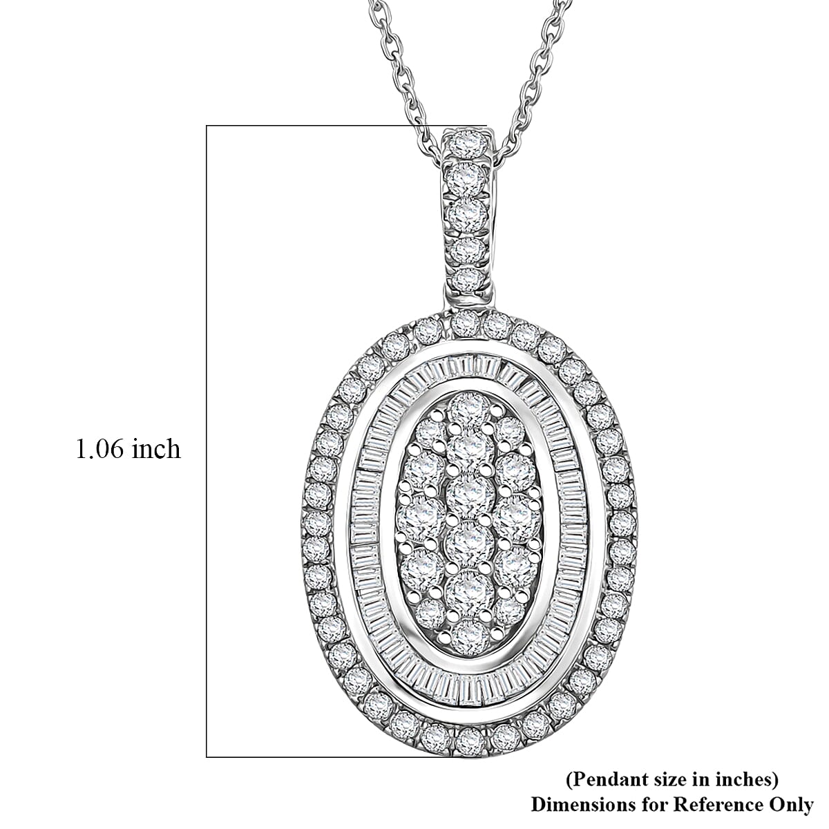 D'Joy Diamond 1.00 ctw Pendant Necklace in Rhodium Over Sterling Silver 20 Inches  image number 5