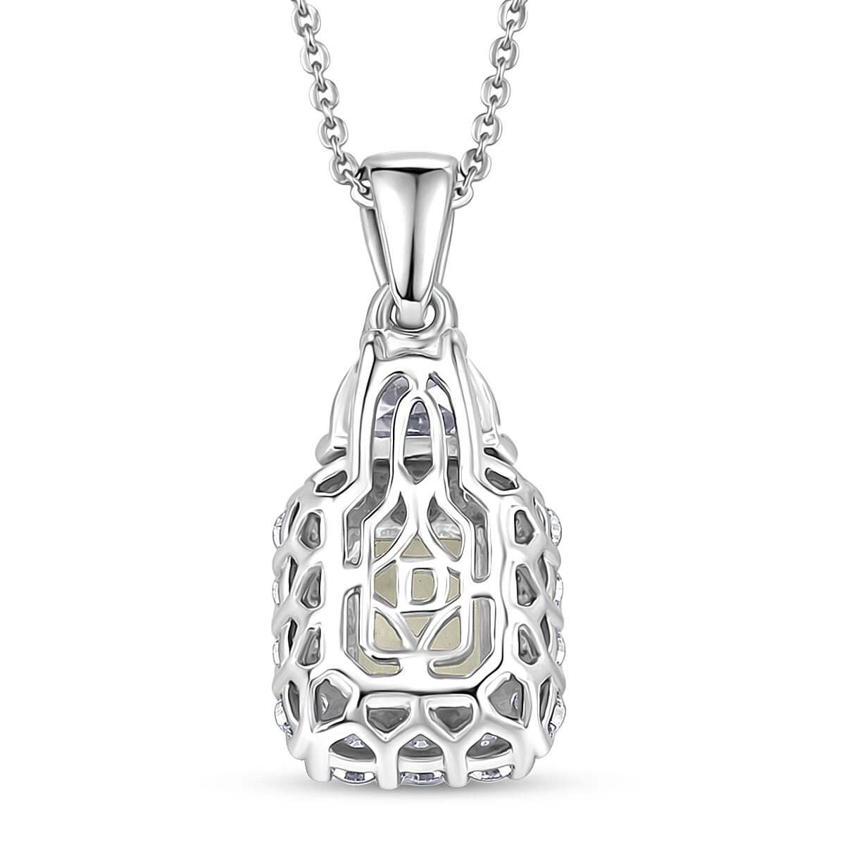 D'Joy Ethiopian Welo Opal and Moissanite 1.85 ctw Pendant Necklace in Rhodium Over Sterling Silver 20 Inches