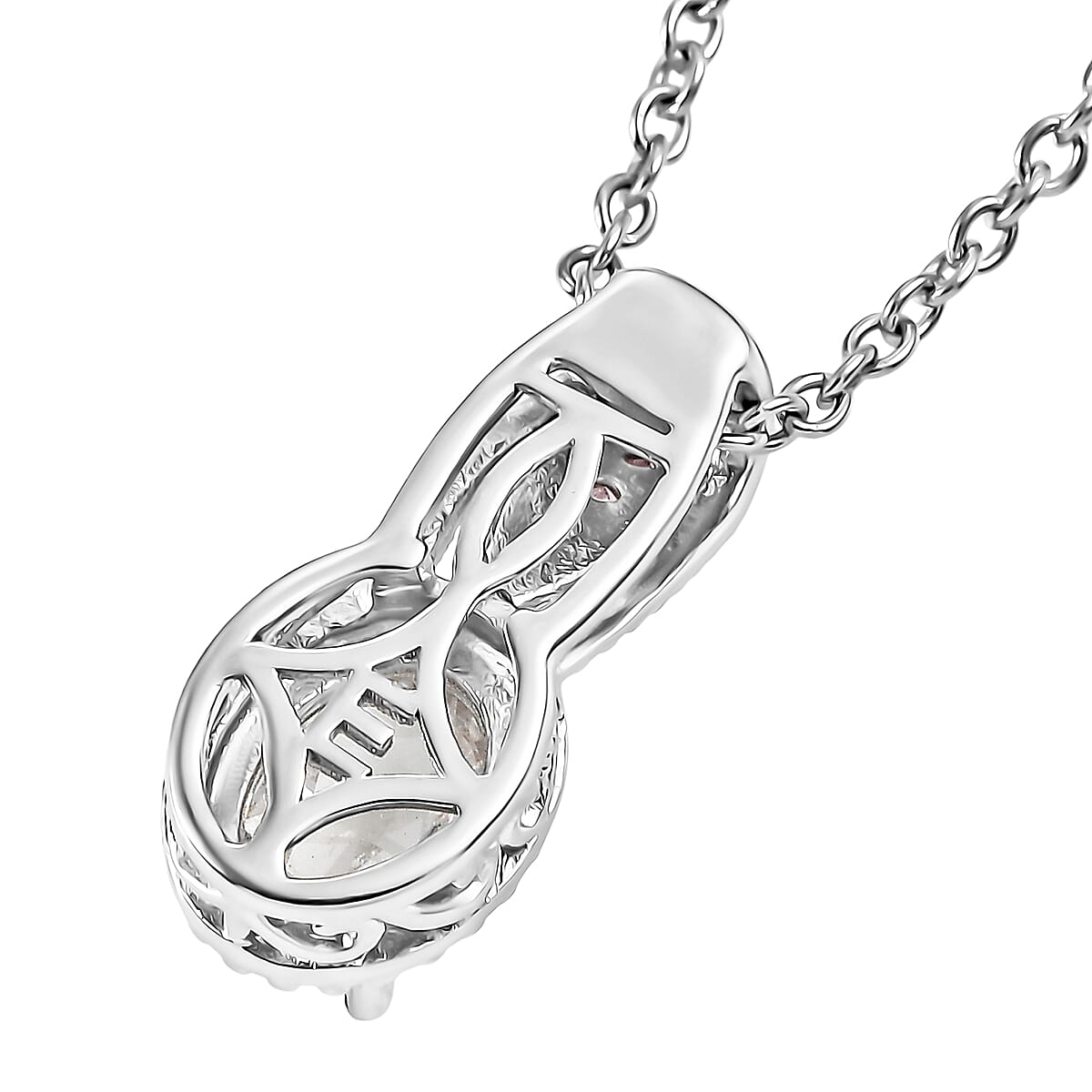 EverTrue Simulated White and Pink Diamond 2.20 ctw Pendant in Platinum Bond with Stainless Steel Necklace 20 Inches