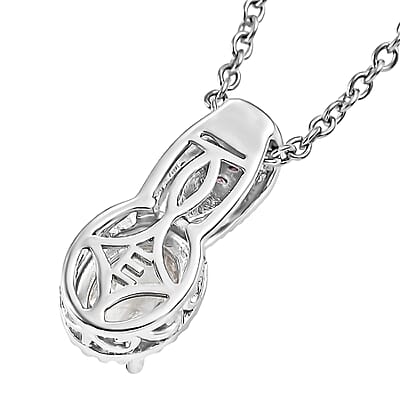 EverTrue Simulated White and Pink Diamond 2.20 ctw Pendant in Platinum Bond with Stainless Steel Necklace 20 Inches
