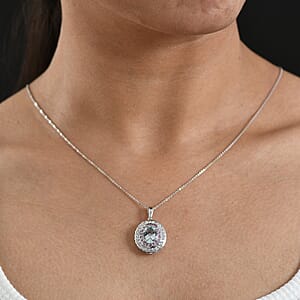 D'Joy Premium Mangoro Aquamarin and Multi Gemstone 3.25 ctw Pendant Necklace in Rhodium Over Sterling Silver (20 Inches) (Del. in 10-15 Days)