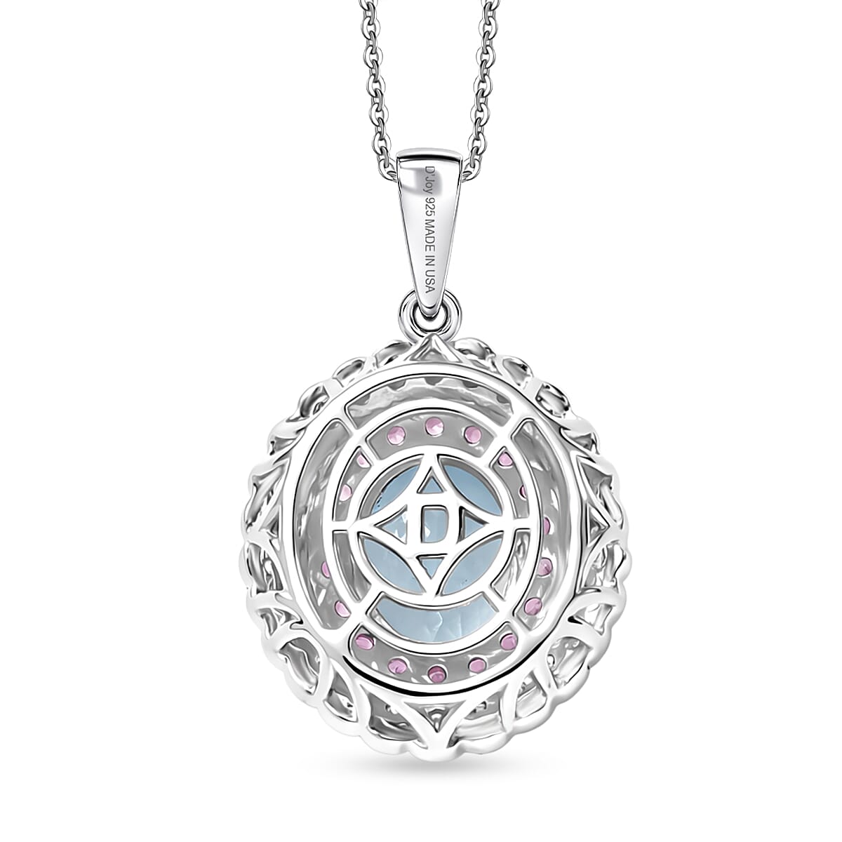 D'Joy Premium Mangoro Aquamarin and Multi Gemstone 3.25 ctw Pendant Necklace in Rhodium Over Sterling Silver (20 Inches)