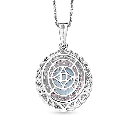 Certified and Appraised D'Joy Premium Mangoro Aquamarine and Multi Gemstone 3.25 ctw Pendant Necklace in Rhodium Over Sterling Silver (20 Inches)