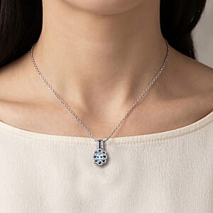 D'Joy Santa Maria Aquamarine and Multi Gemstone 1.25 ctw Pendant Necklace in Rhodium Over Sterling Silver 20 Inches 