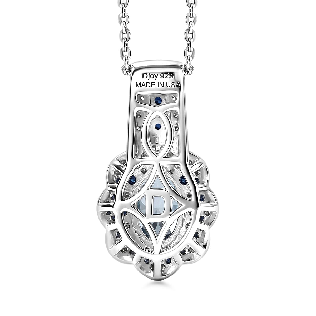 D'Joy Santa Maria Aquamarine and Multi Gemstone 1.25 ctw Ocean Crown Pendant Necklace in Rhodium Over Sterling Silver 20 Inches