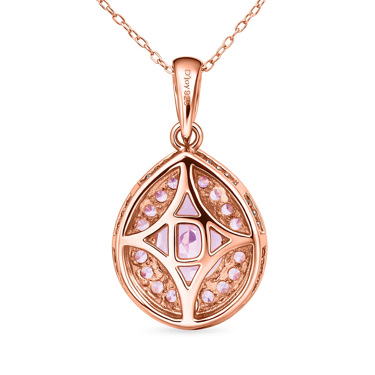 D'Joy AAAA Patroke Kunzite and Multi Gemstone 4.00 ctw Rose Halo Empress Pendant Necklace in 18K Vermeil Rose Gold Over Sterling Silver 20 Inches (Del. in 8-10 Days)  image number 4