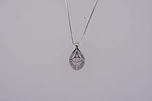 D'Joy AAAA Patroke Kunzite and Moissanite 2.70 ctw Pendant Necklace in Rhodium Over Sterling Silver 20 Inches 