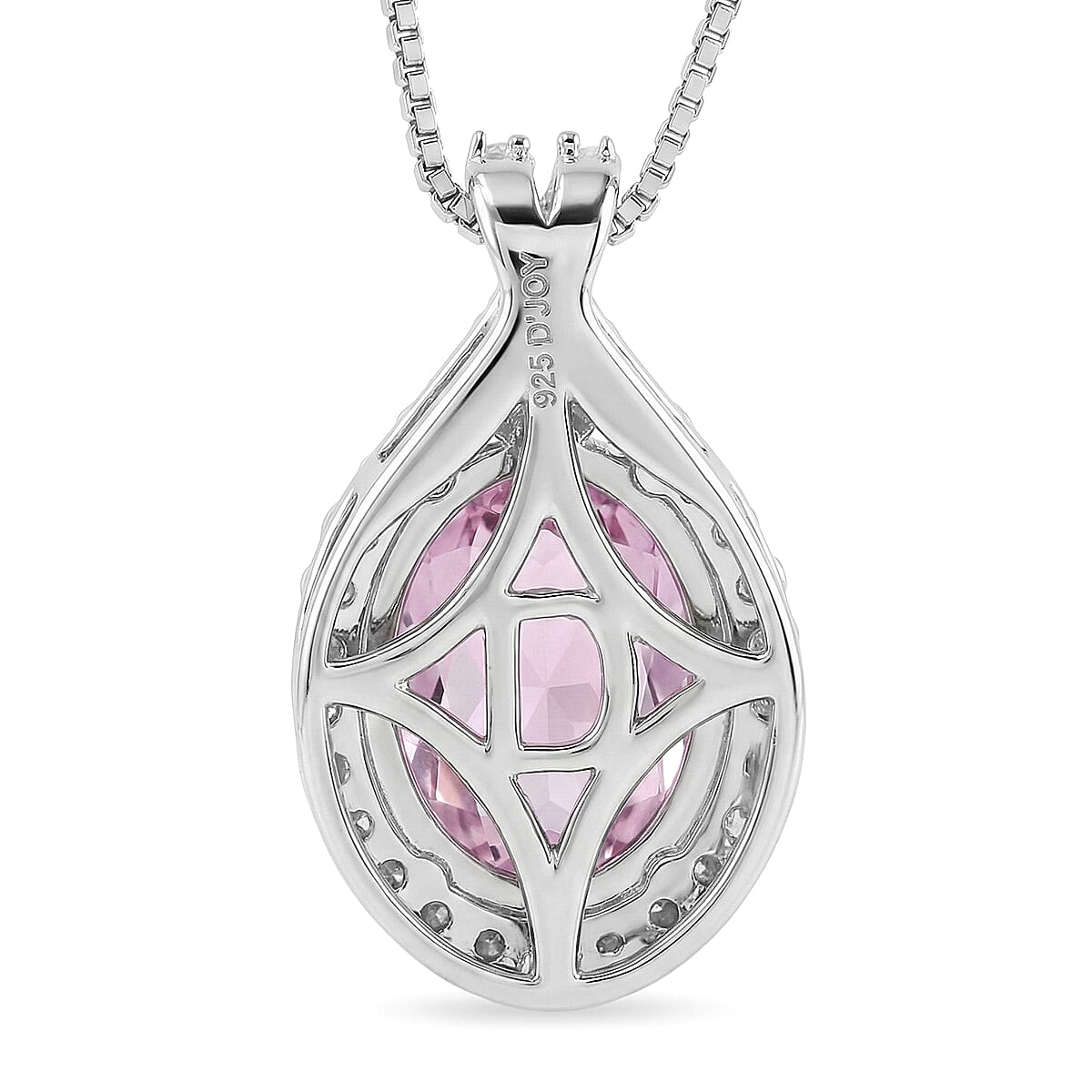 D'Joy AAAA Patroke Kunzite and Moissanite 2.70 ctw Blush Infinity Crown Pendant Necklace in Rhodium Over Sterling Silver 20 Inches (Del. in 8-10 Days)  image number 4