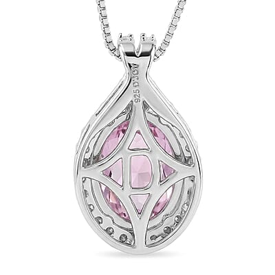 D'Joy AAAA Patroke Kunzite and Multi Gemstone 2.70 ctw Blush Infinity Crown Pendant Necklace in Rhodium Over Sterling Silver 20 Inches