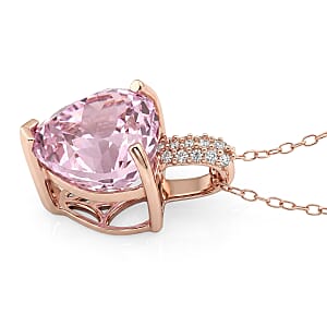 D'Joy AAAA Patroke Kunzite and Moissanite 5.25 ctw Blush of Love Pendant Necklace in 18K Vermeil Rose Gold Over Sterling Silver 20 Inches (Del. in 8-10 Days) 