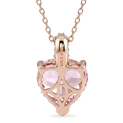 D'Joy AAAA Patroke Kunzite and Moissanite 5.25 ctw Blush of Love Pendant Necklace in 18K Vermeil Rose Gold Over Sterling Silver 20 Inches