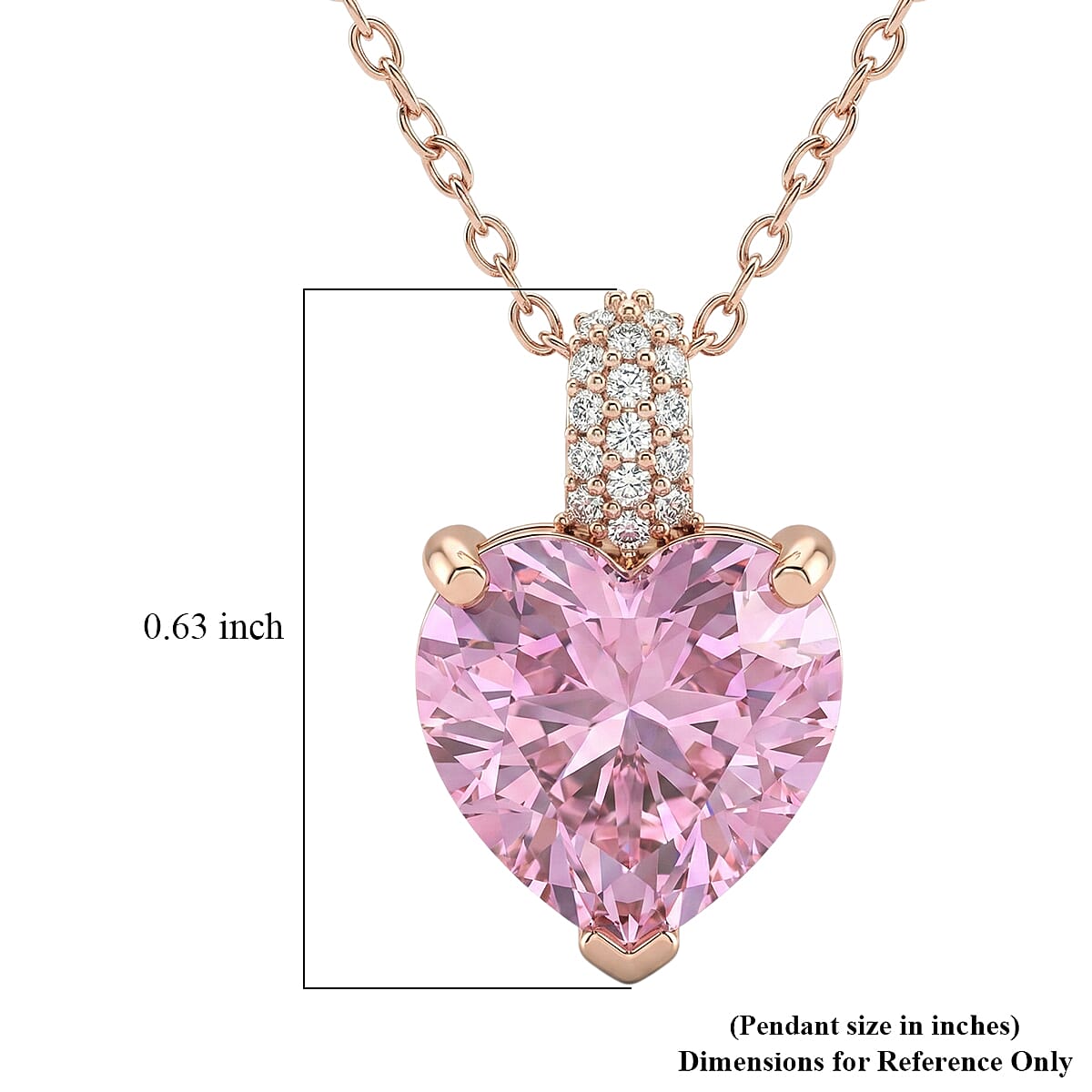 D'Joy AAAA Patroke Kunzite and Moissanite 5.25 ctw Blush of Love Pendant Necklace in 18K Vermeil Rose Gold Over Sterling Silver 20 Inches