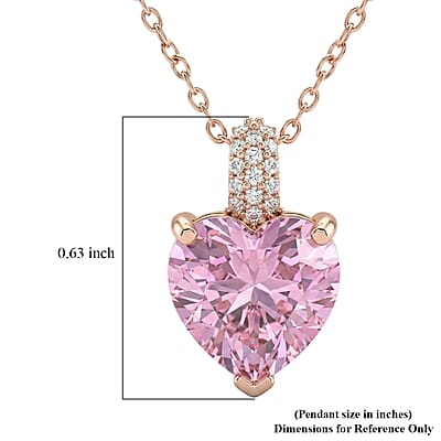 D'Joy AAAA Patroke Kunzite and Moissanite 5.25 ctw Blush of Love Pendant Necklace in 18K Vermeil Rose Gold Over Sterling Silver 20 Inches
