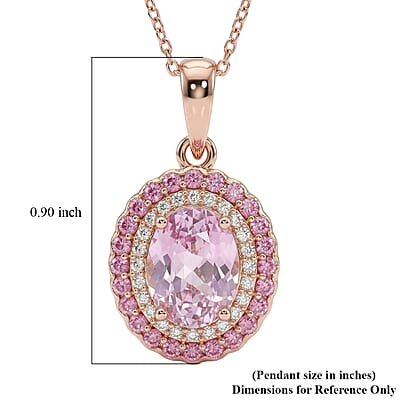 D'Joy AAAA Patroke Kunzite and Multi Gemstone 3.25 ctw Floral Radiance Pendant Necklace in 18K Vermeil Rose Gold Over Sterling Silver 20 Inches