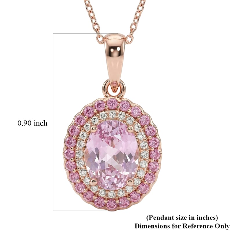 D'Joy AAAA Patroke Kunzite and Multi Gemstone 3.25 ctw Floral Radiance Pendant Necklace in 18K Vermeil Rose Gold Over Sterling Silver 20 Inches