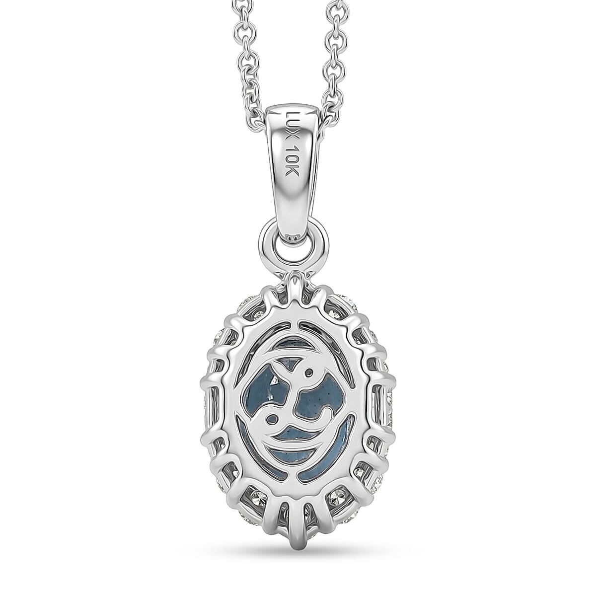 Certified & Appraised Luxoro Santa Maria Aquamarine and Diamond I2 1.30 ctw Pendant Necklace in 10K White Gold (20 Inches) (Del. In 7-10 Days) image number 4