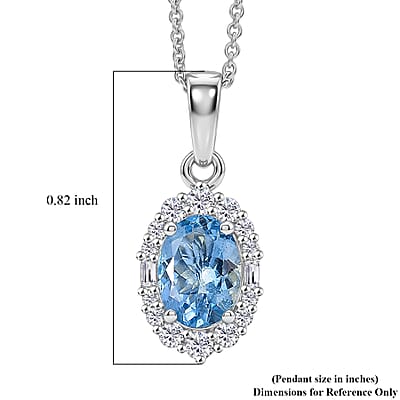 Certified & Appraised Luxoro Santa Maria Aquamarine and Diamond I2 1.30 ctw Pendant Necklace in 10K White Gold (20 Inches)