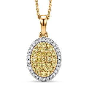 D'Joy Natural Yellow and White Diamond I3 0.50 ctw Pendant Necklace in 18K Vermeil Yellow Gold Over Sterling Silver 20 Inches 