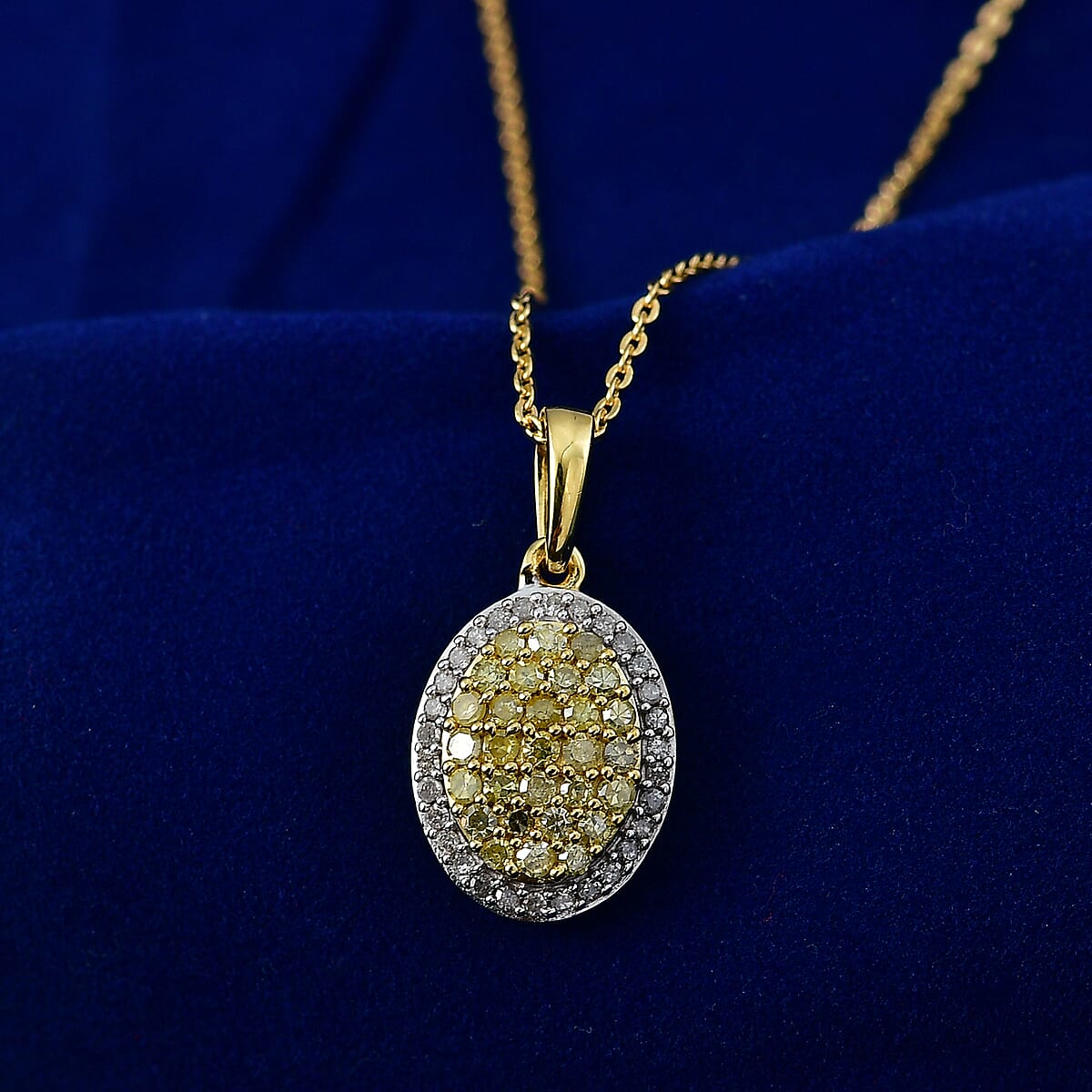 D'Joy Natural Yellow and White Diamond I3 0.50 ctw Pendant Necklace in 18K Vermeil Yellow Gold Over Sterling Silver 20 Inches  image number 1