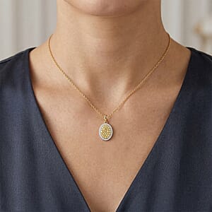 D'Joy Natural Yellow and White Diamond I3 0.50 ctw Pendant Necklace in 18K Vermeil Yellow Gold Over Sterling Silver 20 Inches 