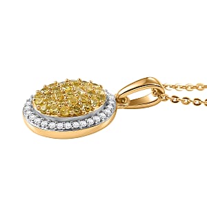 D'Joy Natural Yellow and White Diamond I3 0.50 ctw Pendant Necklace in 18K Vermeil Yellow Gold Over Sterling Silver 20 Inches 