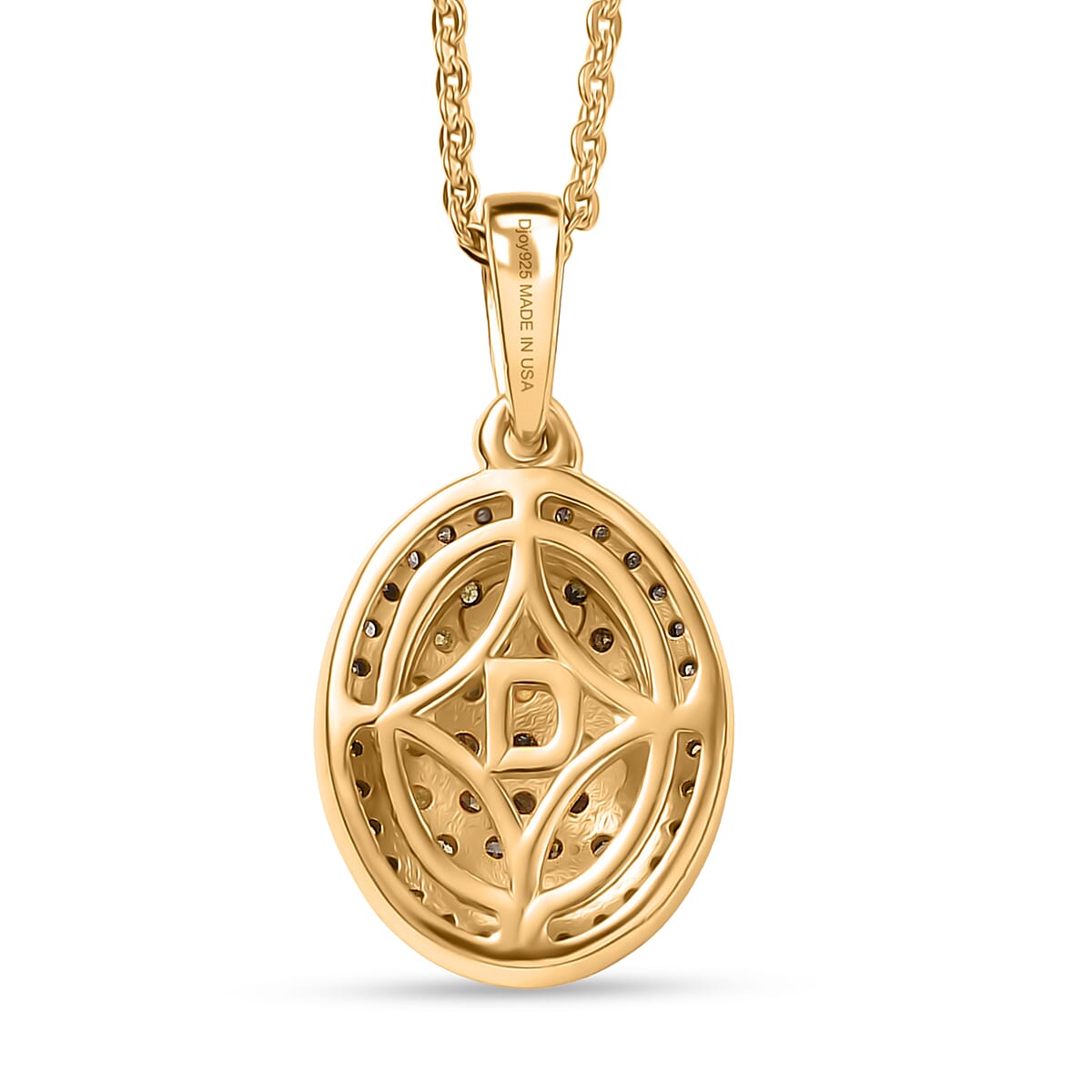 D'Joy Natural Yellow and White Diamond I3 0.50 ctw Pendant Necklace in 18K Vermeil Yellow Gold Over Sterling Silver 20 Inches  image number 4