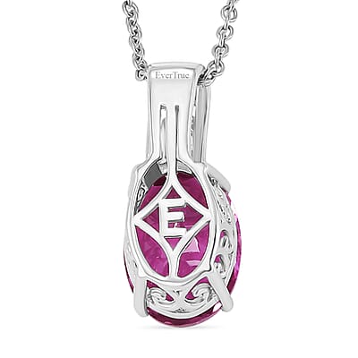Evertrue African Lilac Quartz (Triplet) and White Zircon 6.10 ctw Tulip Blush Pendant in Platinum Bond with Stainless Steel Necklace 20 Inches
