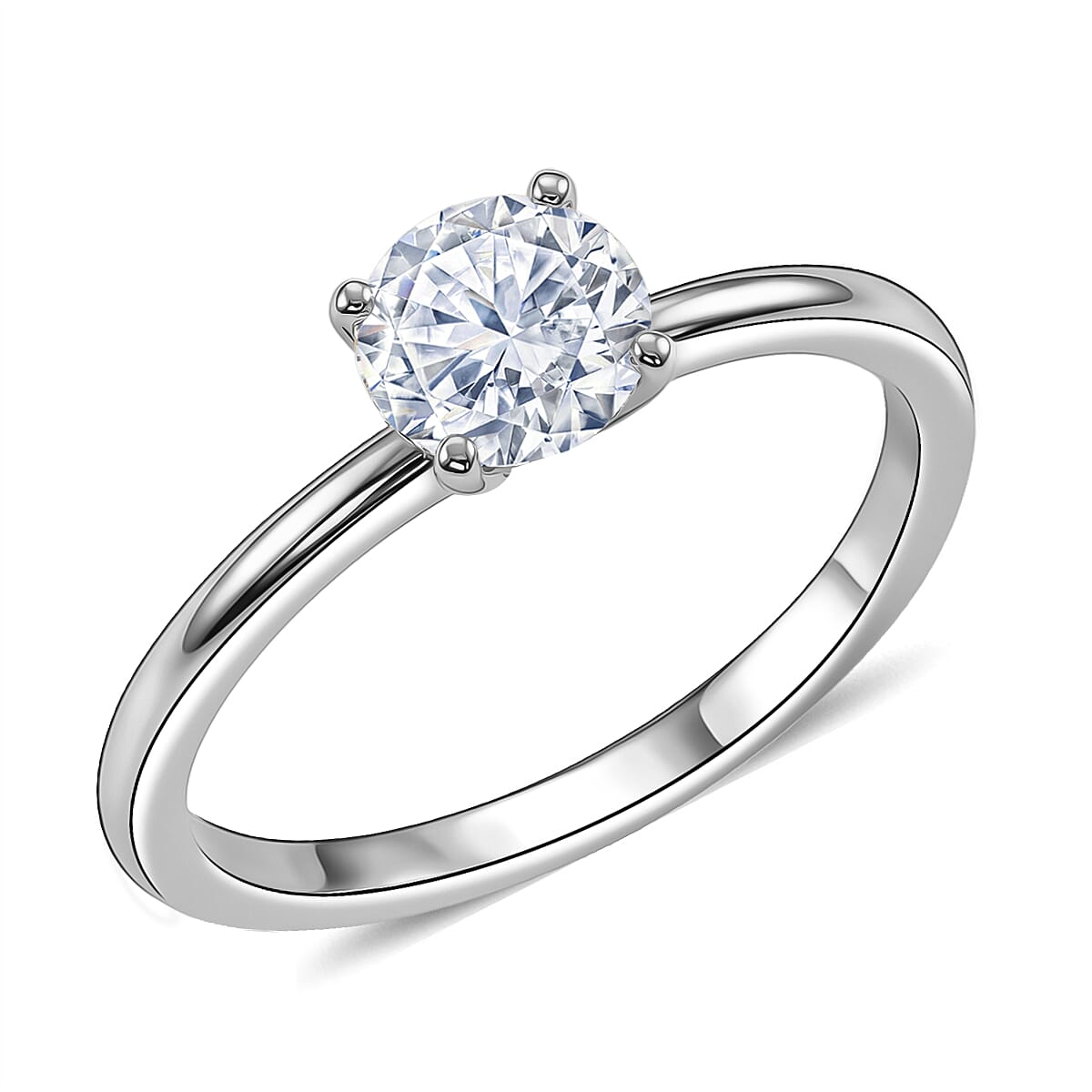 EverTrue Moissanite 2.40 ctw Classic Solitaire Earrings, Ring (Size 9.00) and Pendant in Platinum Bond with Stainless Steel Necklace 20 Inches