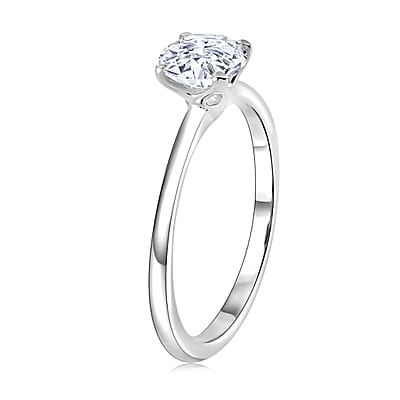EverTrue Moissanite 2.40 ctw Classic Solitaire Earrings, Ring (Size 9.00) and Pendant in Platinum Bond with Stainless Steel Necklace 20 Inches