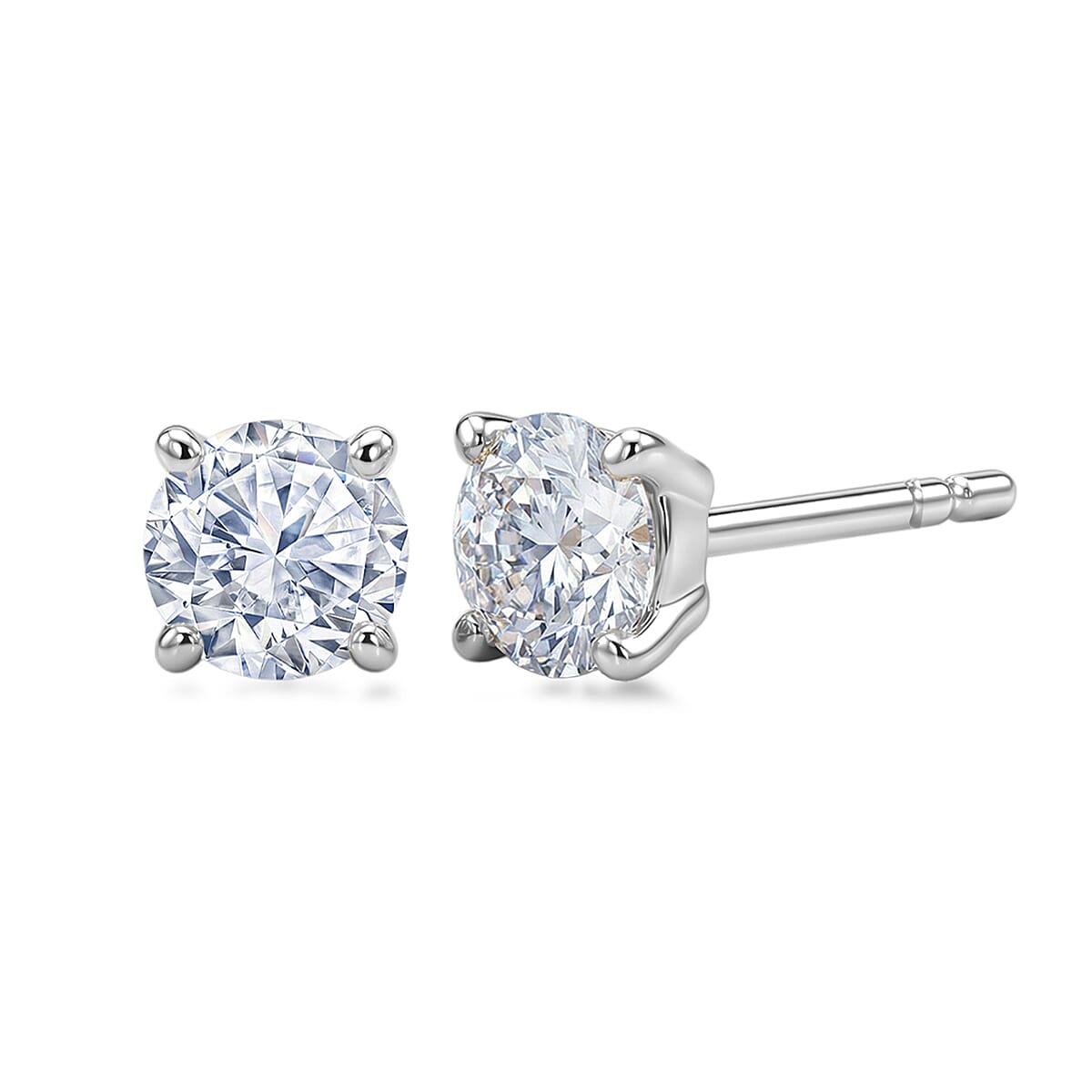 EverTrue Moissanite 2.40 ctw Classic Solitaire Earrings, Ring (Size 9.00) and Pendant in Platinum Bond with Stainless Steel Necklace 20 Inches