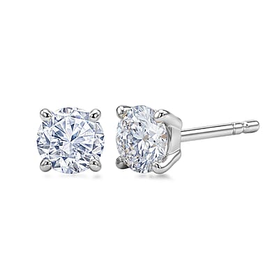 EverTrue Moissanite 2.40 ctw Classic Solitaire Earrings, Ring (Size 9.00) and Pendant in Platinum Bond with Stainless Steel Necklace 20 Inches