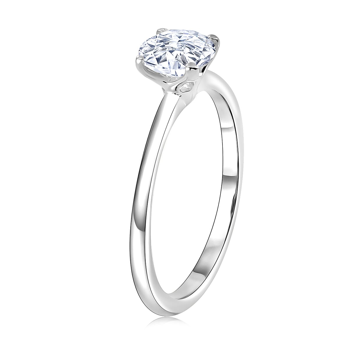 EverTrue Moissanite 2.40 ctw Earrings, Ring (Size 10.00) and Pendant in Platinum Bond with Stainless Steel Necklace 20 Inches image number 4