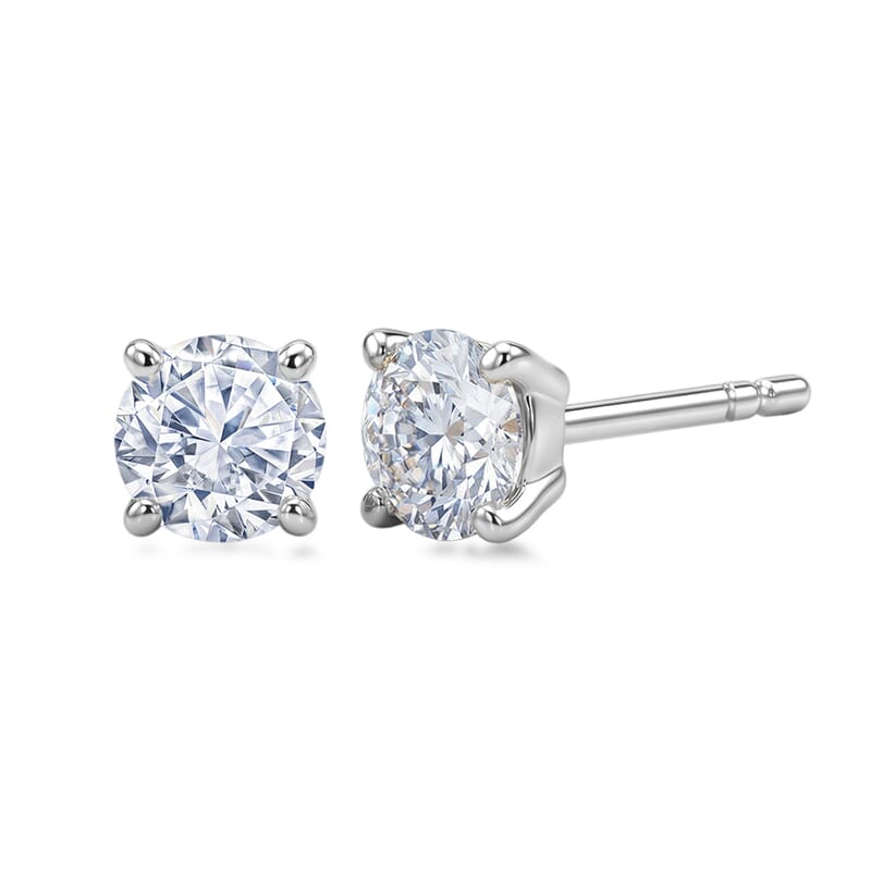 EverTrue Moissanite 2.40 ctw Classic Solitaire Earrings, Ring (Size 10.00) and Pendant in Platinum Bond with Stainless Steel Necklace 20 Inches