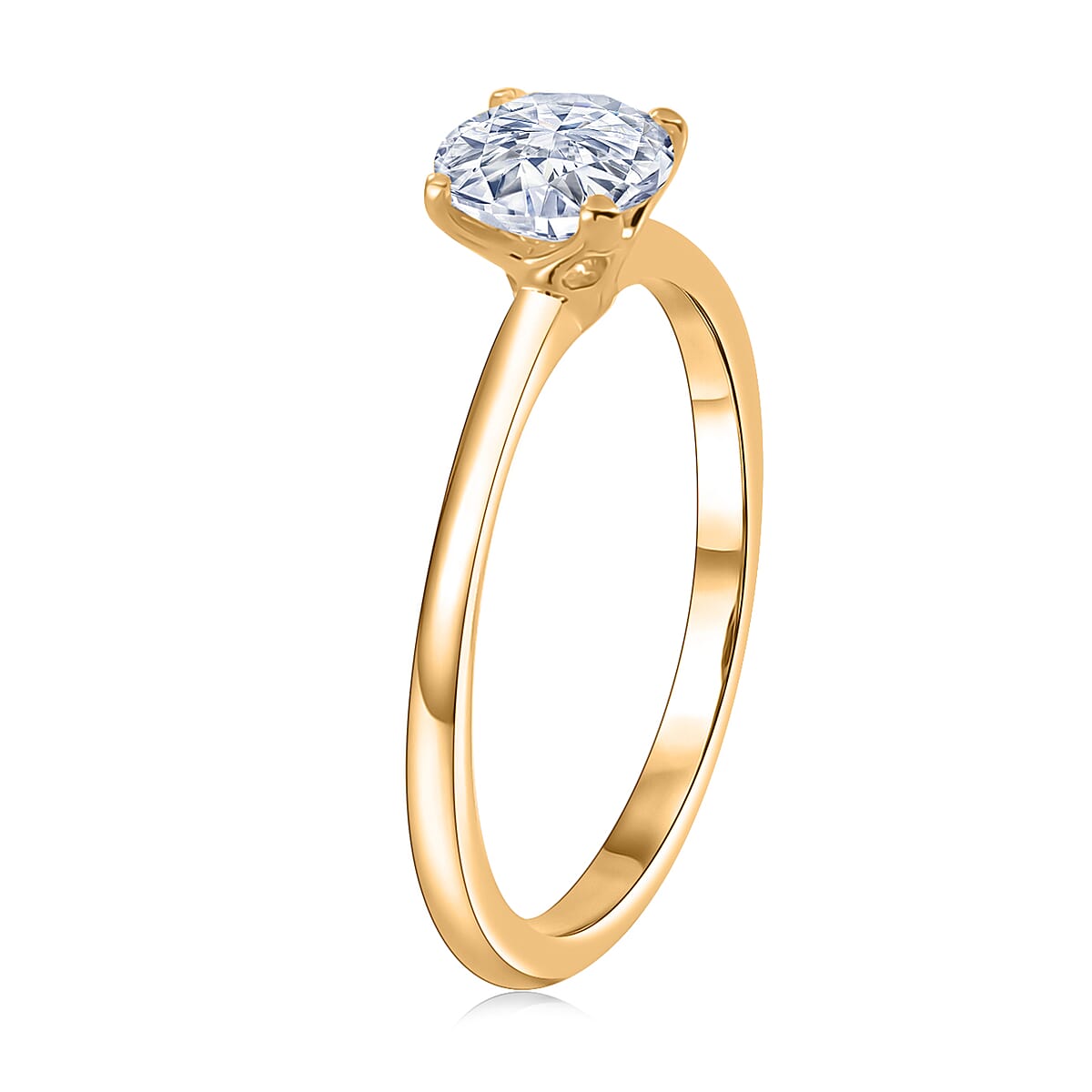 EverTrue Moissanite 2.30 ctw Earrings, Ring (Size 5.00) and Pendant in 18K YG Plated with ION Plated YG Stainless Steel Necklace 20 Inches image number 4