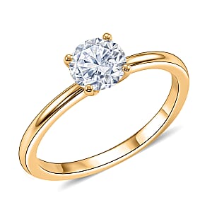 EverTrue Moissanite 2.30 ctw Earrings, Ring (Size 8.00) and Pendant in 18K YG Plated with ION Plated YG Stainless Steel Necklace 20 Inches