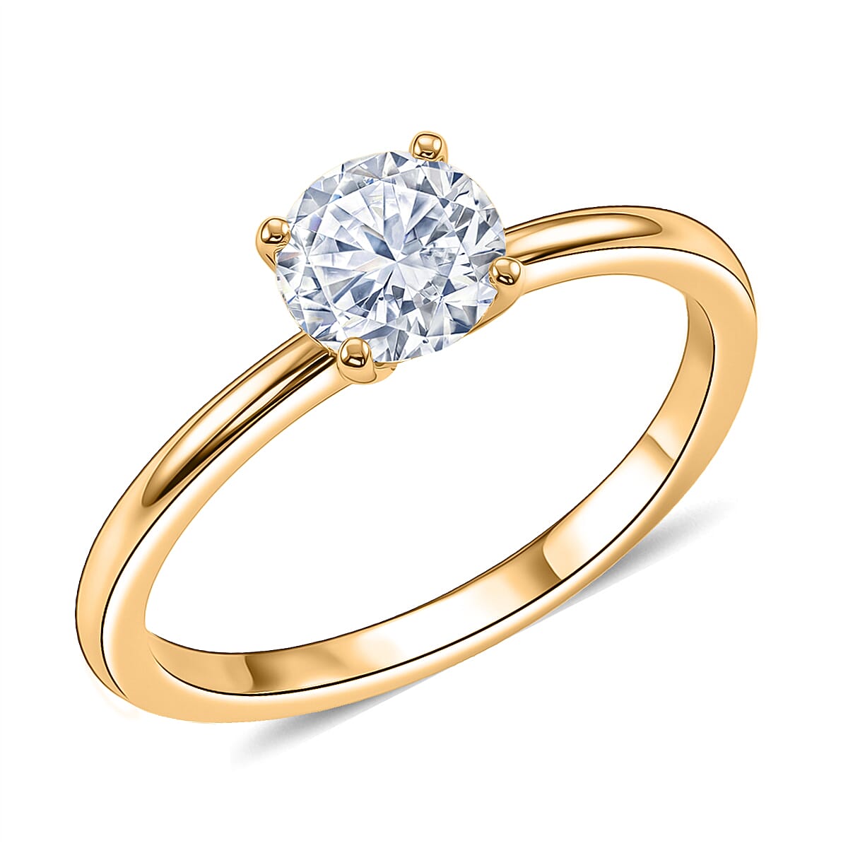 EverTrue Moissanite 2.30 ctw Earrings, Ring (Size 9.00) and Pendant in 18K YG Plated with ION Plated YG Stainless Steel Necklace 20 Inches image number 3