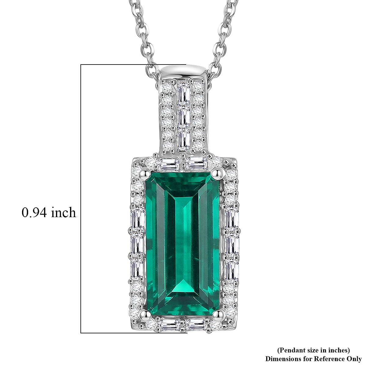 D'Joy Lab Grown Colombian Emerald and Moissanite 3.20 ctw Royal Garden Path Pendant Necklace in Rhodium Over Sterling Silver 20 Inches