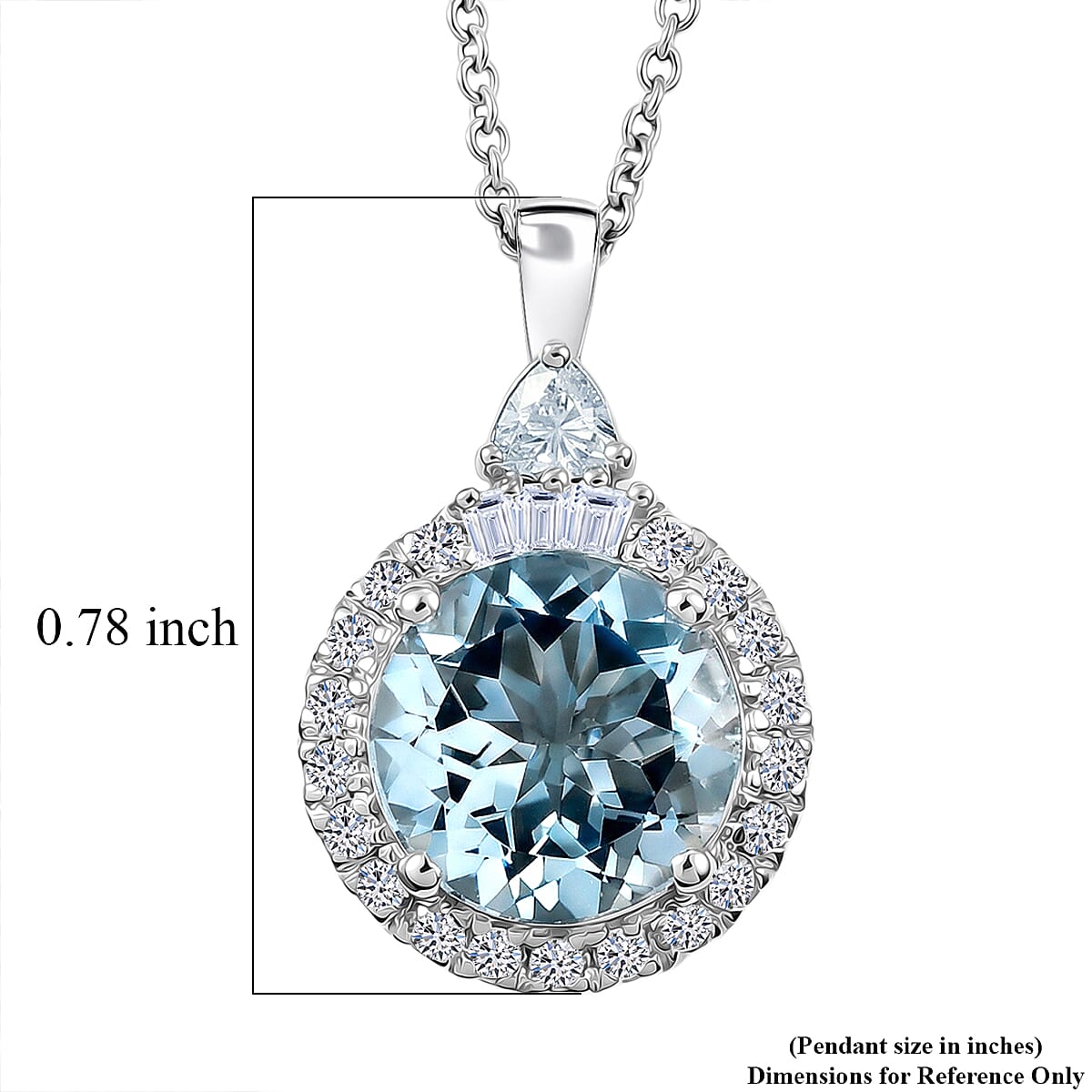 Certified & Appraised AAA Mangoro Aquamarine and Luxuriant Lab Grown Diamond G-H SI 2.90 ctw Pendant Necklace in 10K White Gold 20 Inches