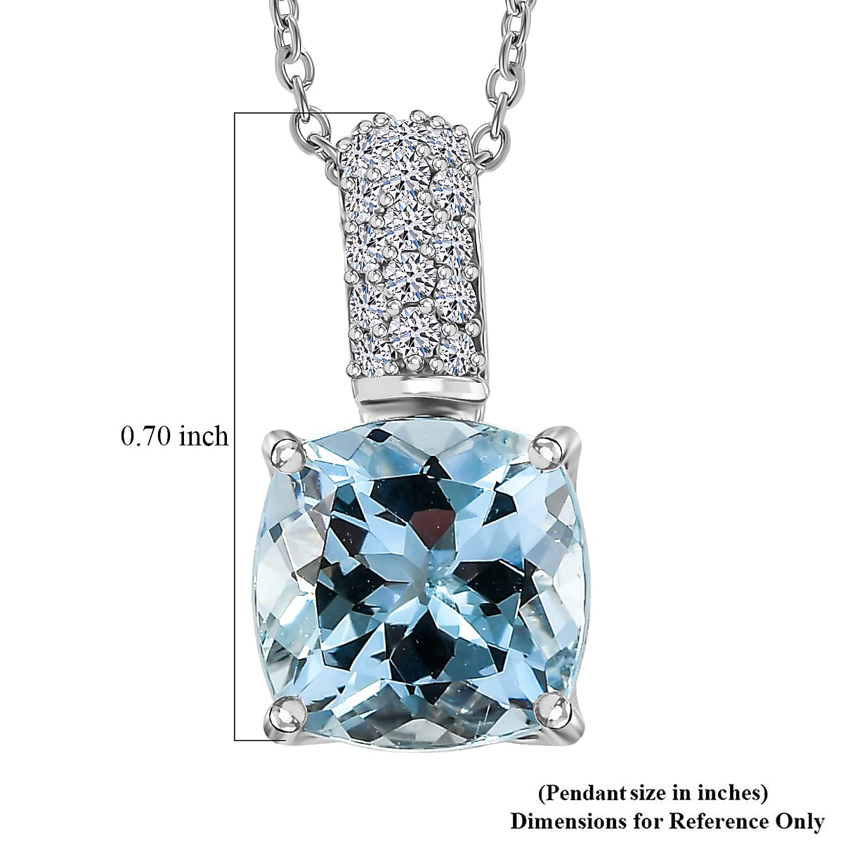 Certified & Appraised AAA Mangoro Aquamarine and Luxuriant Lab Grown Diamond G-H SI 2.99 ctw Pendant Necklace in 10K White Gold (20 Inches) (Del. in 7-10 Days) image number 5