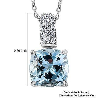 Certified & Appraised AAA Mangoro Aquamarine and Luxuriant Lab Grown Diamond G-H SI 2.99 ctw Pendant Necklace in 10K White Gold (20 Inches)