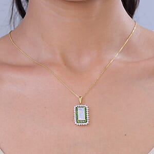 D'Joy AAA Ethiopian Welo Opal and Multi Gemstone 3.70 ctw Pendant Necklace in 18K Vermeil Yellow Gold Over Sterling Silver 20 Inches 