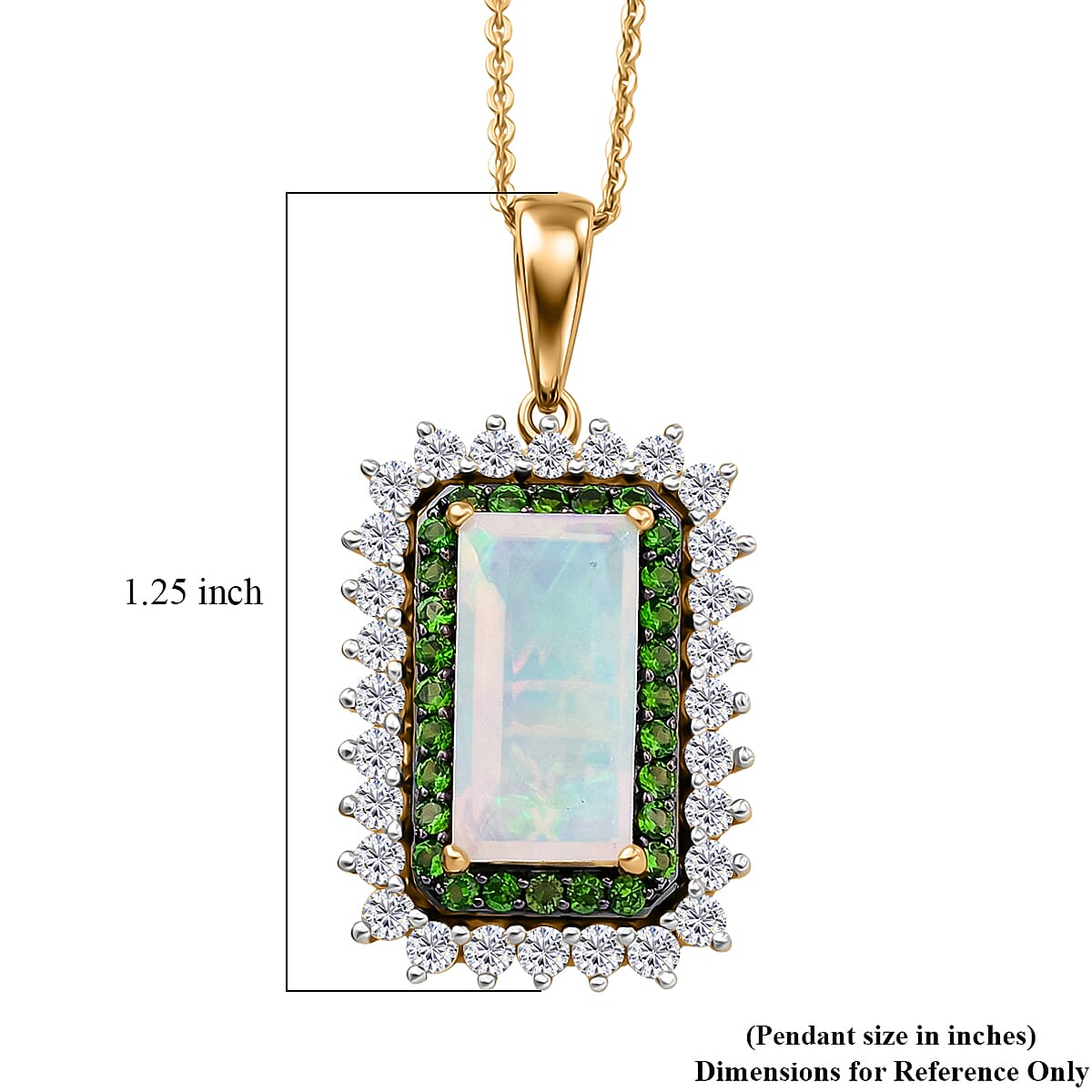D'Joy AAA Ethiopian Welo Opal and Multi Gemstone 3.70 ctw Antique Mirror Pendant Necklace in 18K Vermeil Yellow Gold Over Sterling Silver 20 Inches
