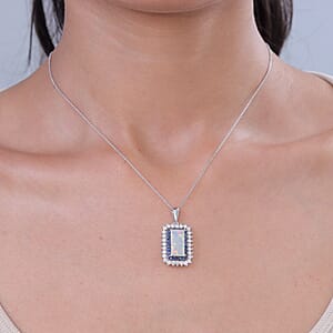 D'Joy AAA Ethiopian Welo Opal and Multi Gemstone 3.80 ctw Pendant Necklace in Rhodium Over Sterling Silver 20 Inches 