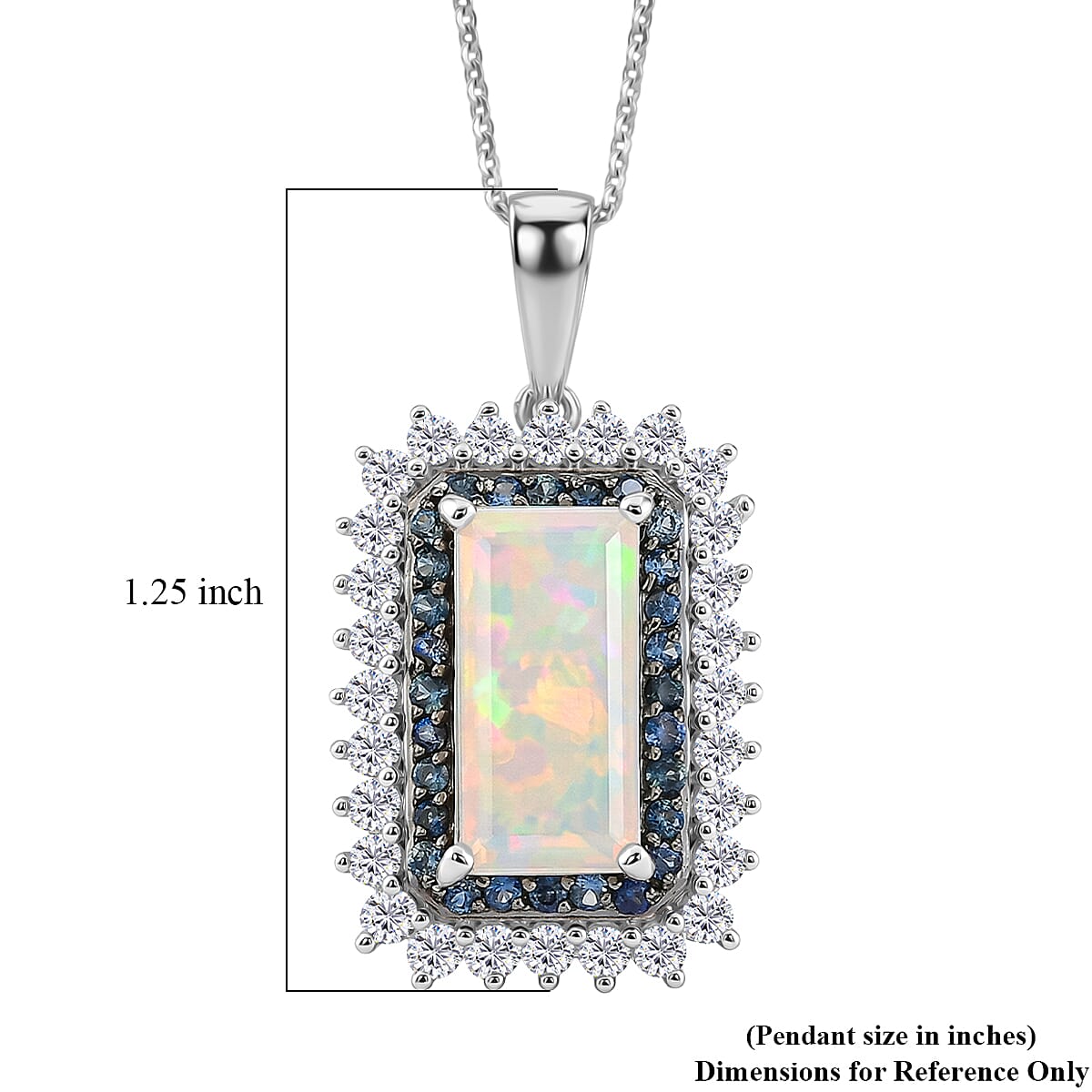 D'Joy AAA Ethiopian Welo Opal and Multi Gemstone 3.80 ctw Pendant Necklace in Rhodium Over Sterling Silver 20 Inches  image number 6